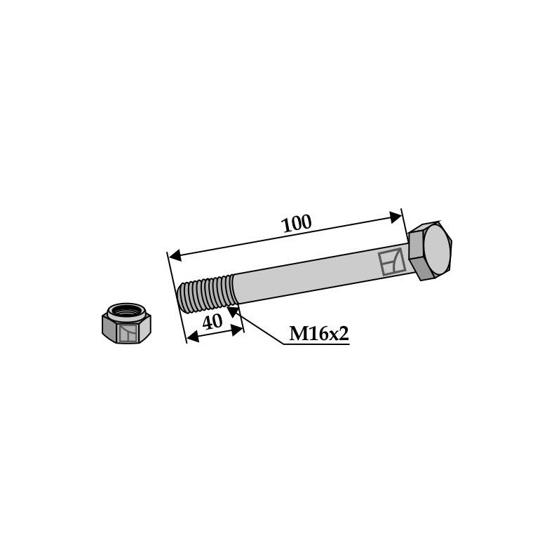 Sekskantbolt M16x2x100mm 10.9
