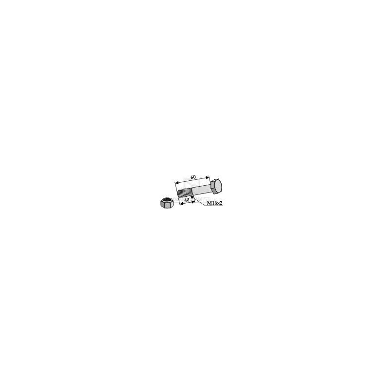 Sekskantbolt M16x60x2,0mm 10.9 - 40mm gevind