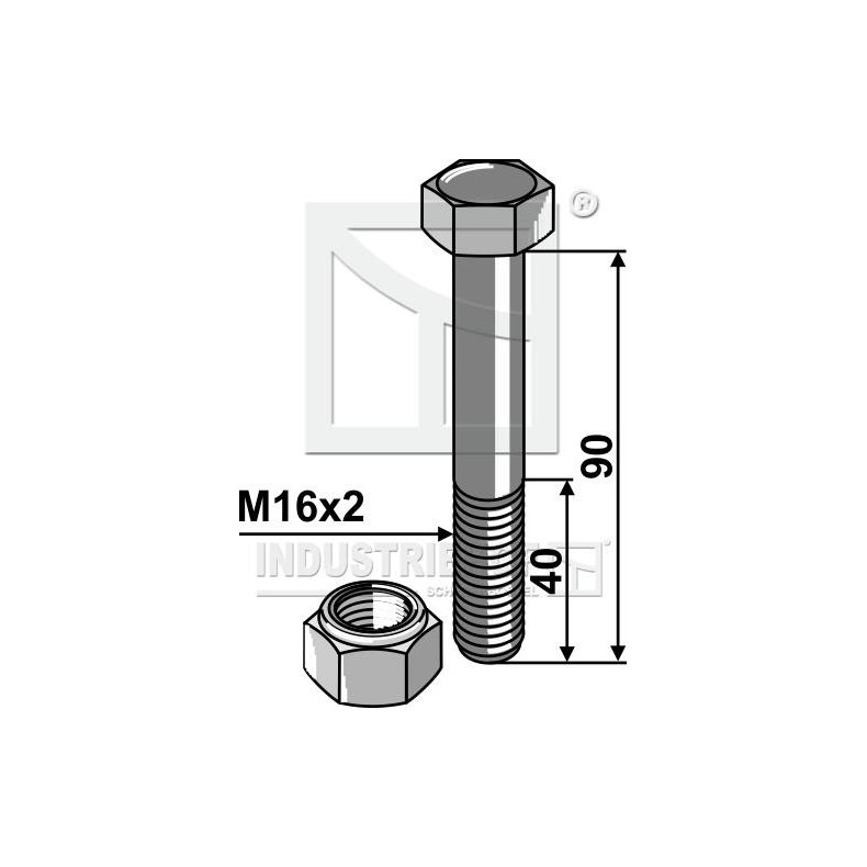 Maskinbolt M16x2x90mm med lsemtrik 