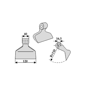 Slagler til Kuhn m.fl. 120mm 16,5