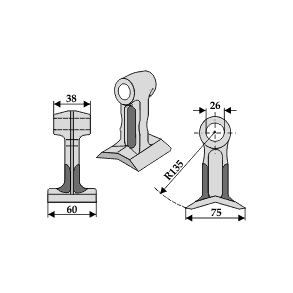 Hammerslagle 60/75mm til Twose, McConnel, Bomford, Orsi