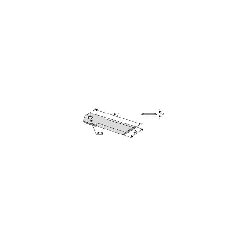 Halmsnitterkniv glat 173x50x4 18
