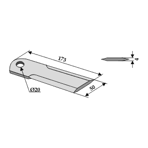Halmsnitterkniv glat 173x50x4 20