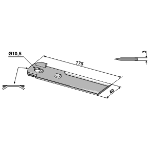 Modkniv glat/buet 175x40x3 10,5