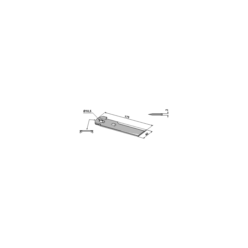 Modkniv glat/buet 175x40x3 10,5