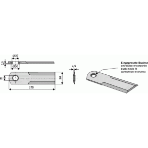 Halmsnitterkniv glat 175x50x4 20 (M/634-106 bsning)