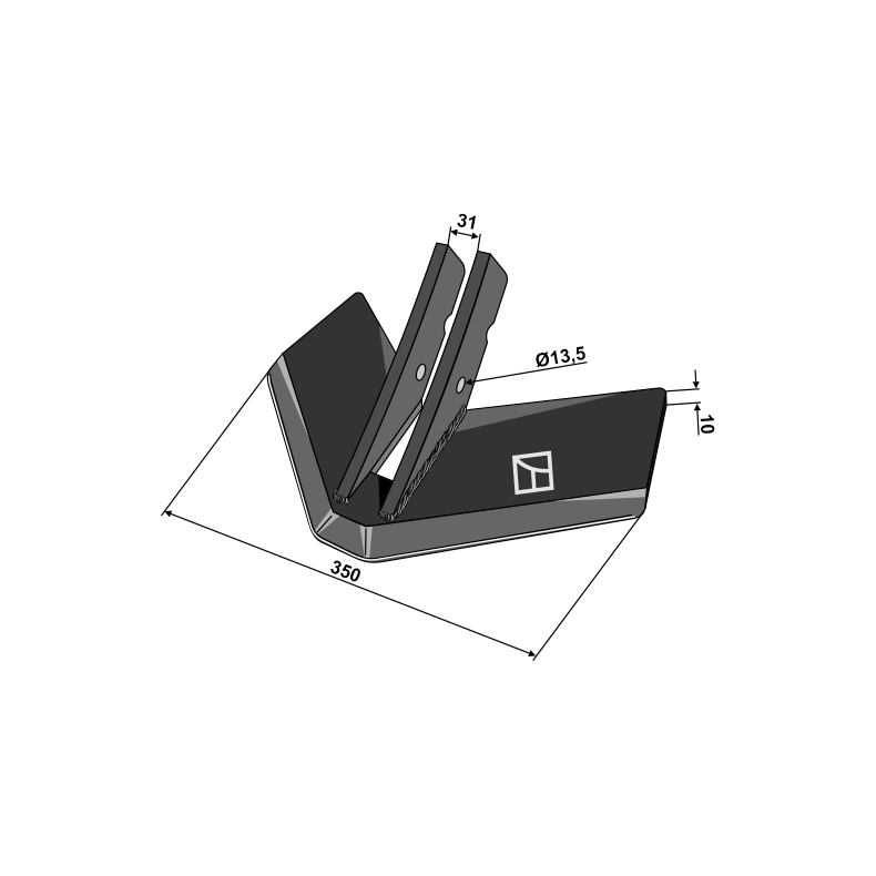 Vingeskr 345x10mm til Kckerling - stilk 30mm