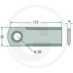 Halmsnitterkniv glat 173x50x4 20 BELAGT