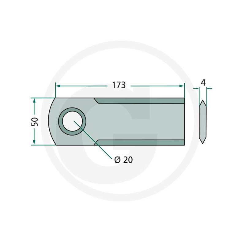 Halmsnitterkniv glat 173x50x4 20 BELAGT