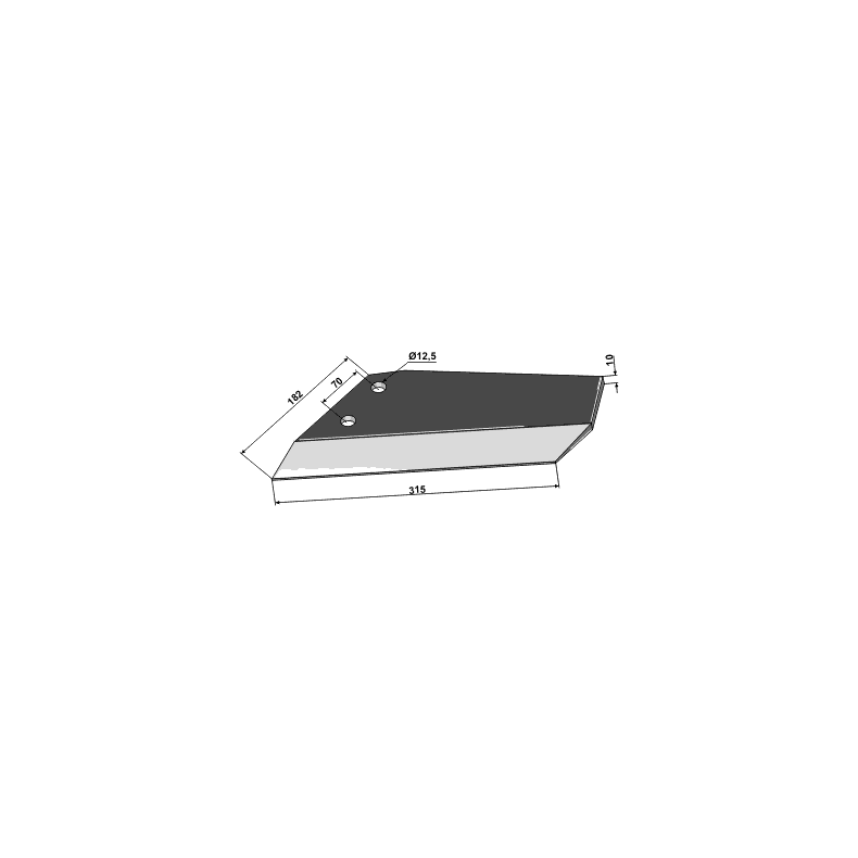 Vingeskr H. 70mm, 182x315x10mm