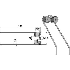 Rivefjeder til Claas 190mm 5mm
