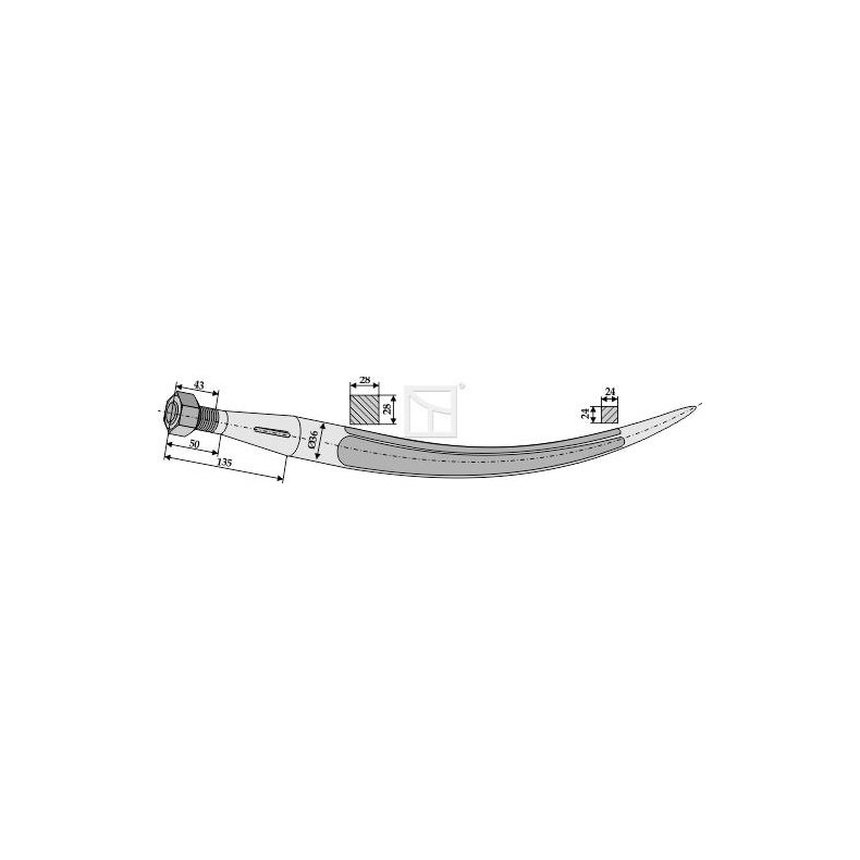 Gribetand for baller 810 M20 36