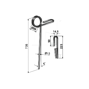 Efterharvetand  til Kckerling  735mm 13