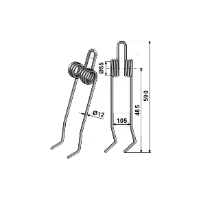 Dobbelt Efterharvetand til Kuhn 590mm 12mm