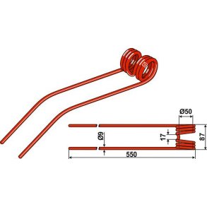 Rivefjeder til Claas 550mm 9mm