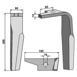 Rotortand H. til Amazone KE, kraftig model 18mm.