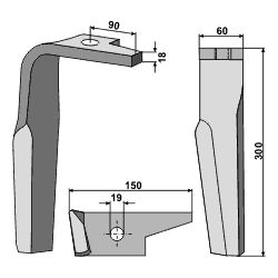 Rotortand V. til Amazone KE, kraftig model 18mm.