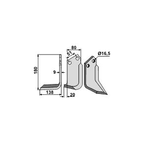 Frserkniv til Howard Model S, Venstre.