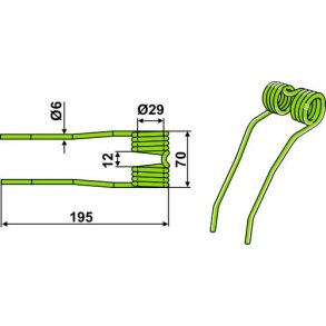 Pick Up fjeder til Claas 195mm 6mm