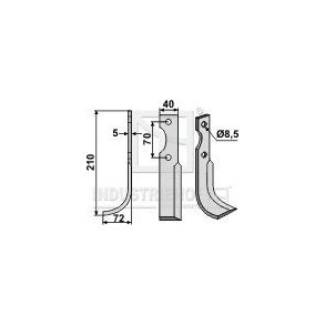 Frserkniv venstre til Adriatica 8,5 40x210mm