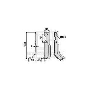 Frserkniv venstre til Agria 4x30x198mm 8,5
