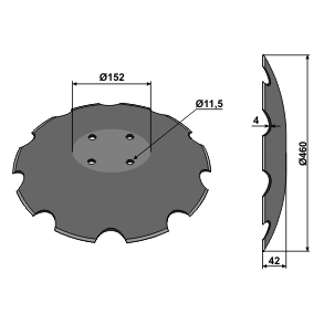 Takket Disc 460x4mm til Amazone Catros krydsm�l 120mm