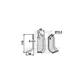 Frserkniv venstre 10,5 40x115mm til BCS