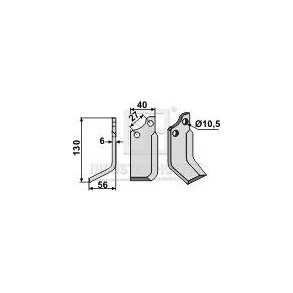 Frserkniv venstre 10,5 40x130mm til BCS