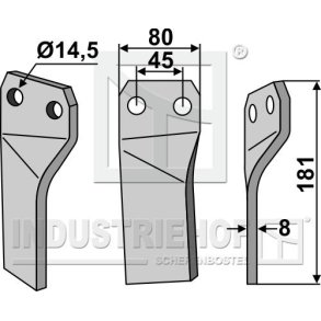 Fr�sertand h�jre 80x181x8mm til Maschio Gaspardo