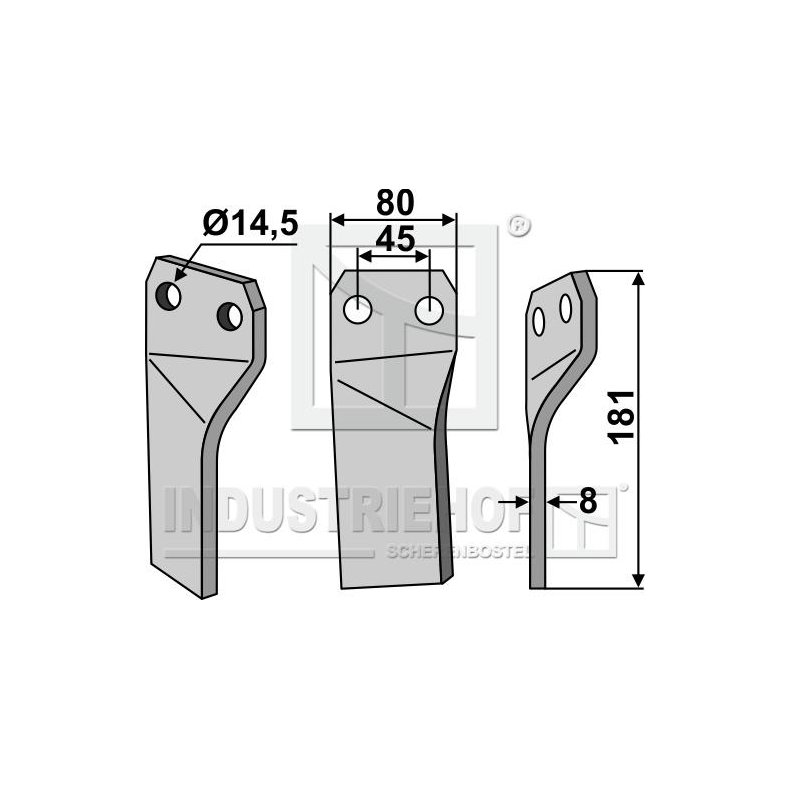 Frsertand venstre 80x181x8mm til Maschio Gaspardo