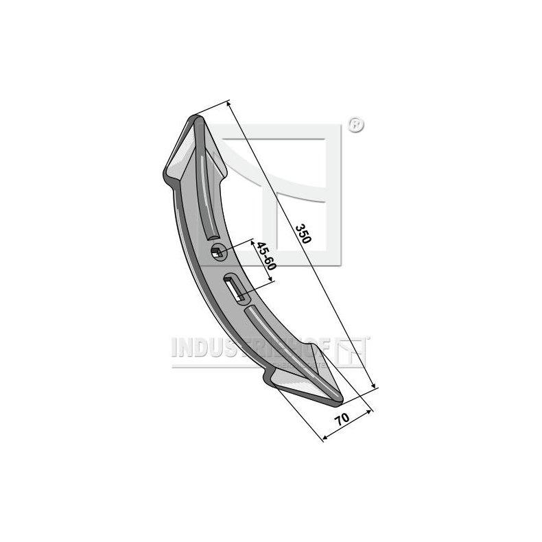 Kraftig harvespids 350x70x15mm