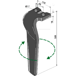 Rotortand til Kuhn HR1000 Hjre