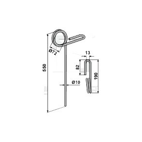 Efterharvetand til Kverneland 550mm 10mm