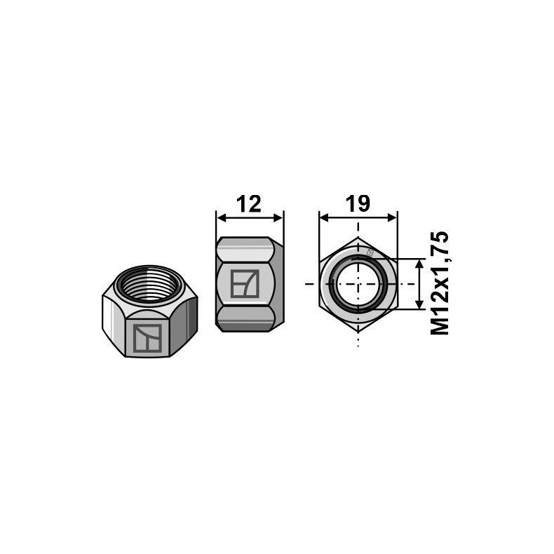 Lsemtrik M12x1,75 kvalitet 10.9 