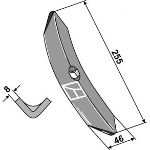 Vendbar spids til Multiva m.fl. 255x46x8mm