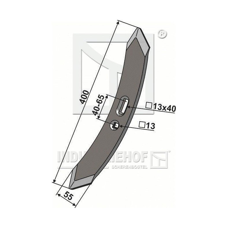 VENDBAR SPIDS TIL KV.LAND TURBO T 55X400mm