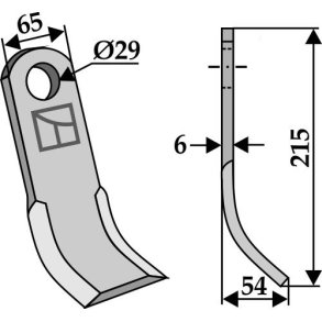 Y-kniv til Ugelse slagleklipper 65x215 mm
