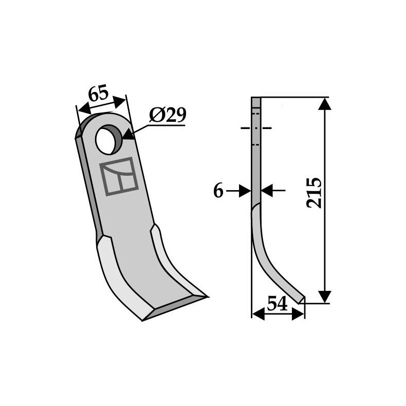 Y-kniv til Ugelse slagleklipper 65x215 mm